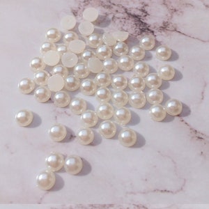 500pcs 2mm/3mm/4mm Ivory Cream Flatback Acrylic Pearl/Half Pearl Cabcohon for Jewelry DIY/Nail Art/Resin Crafts/Scrapbooking/Polymer Clay