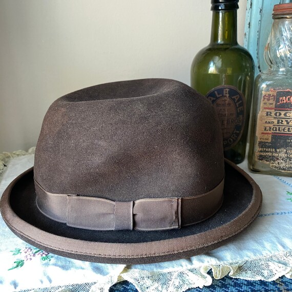 Vintage Brown Fur Felt Fedora