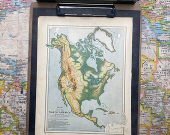 1916 Landkarte - Nordamerika ReliefKarte