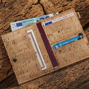 Etui na paszport, portfel, TIRRENO, korek, etui na karty, podwójny paszport, etui na bilet, skóra wegańska, wodoodporne