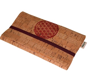 Bolsa de tabaco vegana de corcho | Flor de la Vida | Geometría Sagrada | Impresa a mano | Espiritual | TOBO