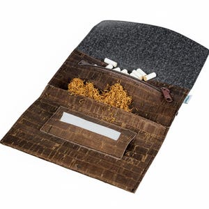 Bolsa de tabaco vegana de corcho marrón | Chocolate TOBO | Artesanal italiano | Regalo para fumadores