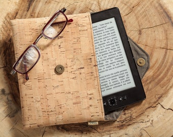 Custodia per Kindle, in sughero, per lettore e-reader, in pelle vegetale, impermeabile, resistente