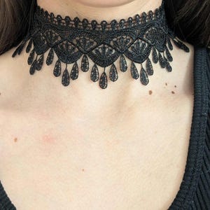 Black Scalloped Gothic Lace Choker Necklace Black Lace Choker Victorian Lace Choker Necklace