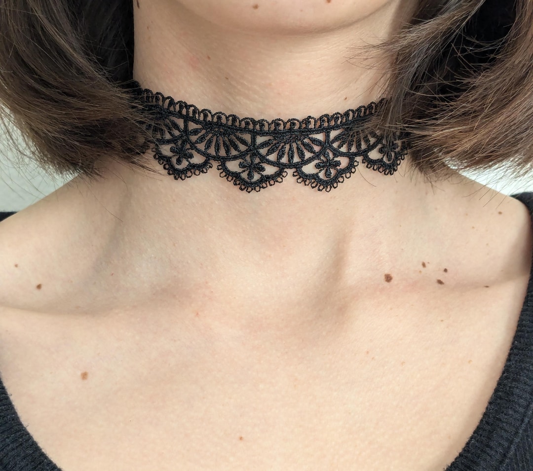 Black Gothic Lace Choker Necklace Black Lace Gothic Choker Victorian ...