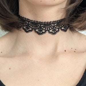 Black Gothic Lace Choker Necklace Black Lace Gothic Choker Victorian Black Lace Choker Necklace Scalloped Choker