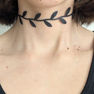 Black Gothic Leaf Choker Necklace Black Lace Gothic Choker Victorian Lace Choker Necklace