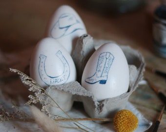 Porcelain WESTERN Easter Egg SET | Home decor | Easter decorations | HANDMADE