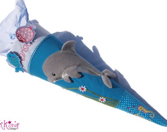 Schultüte Delfin XXL türkis/hellblau