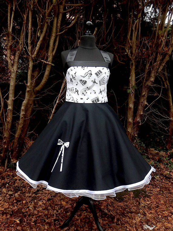meten matig rooster Petticoat jurk jaren '50 bladmuziek wit zwart - Etsy België