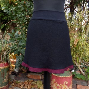 Wool Skirt 100% Wool Eco New Wool Miniskirt A Line Made to measure sewn Black Bordeaux JerseyCuffs