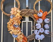 Blue Velvet Pumpkin Wreath