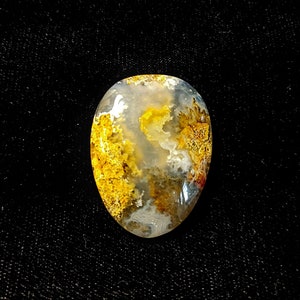 Polerad friform 36 x 24 mm 36ct handgjord Graveyard Point Plume Agat Cabochon