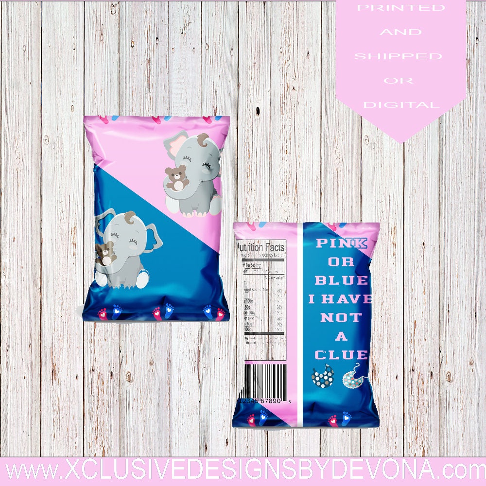 Gender Reveal Chip Bags Gender Reveal Favor Bags Gender Etsy UK