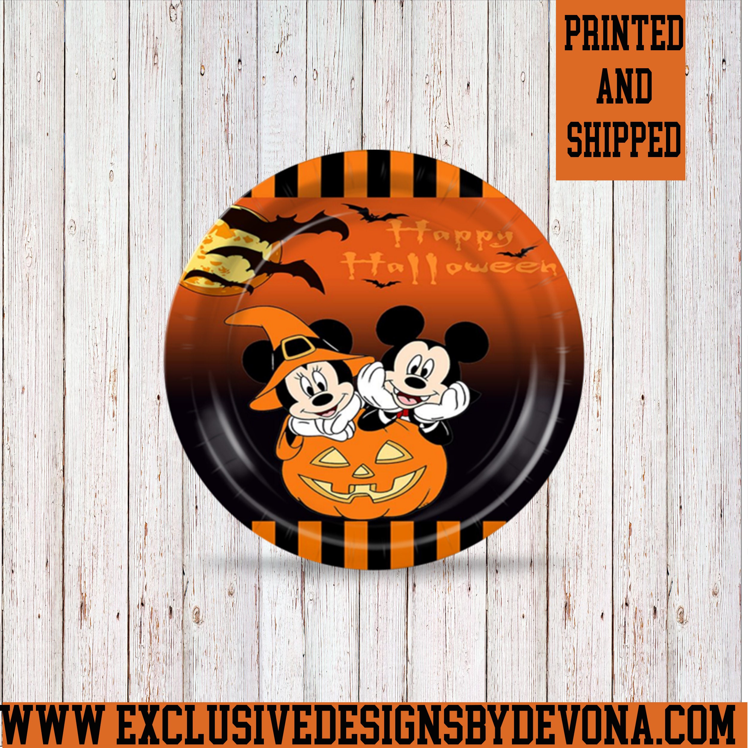 Halloween Mickey Mouse Inspired Party Plateshalloween Party Etsy