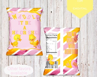 waddle it BE Genderal Reveal Chip Bag-Custom Chip bag-Gender Reveal chip bag-Baby Shower chip Bag-Kids Birthday parties-Printed-Digital