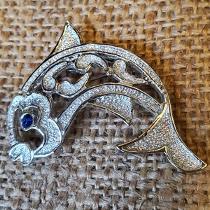Vintage Silver Fish Brooch With Blue Eye By Gerry&#39;s