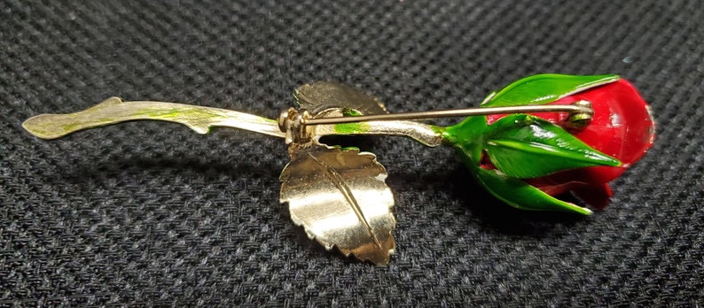 Flower Power Red Rose Brooch in Enamel
