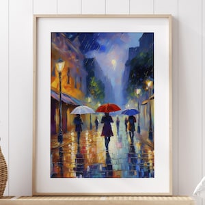 Printable Poster Rainy Night Wall Art Instant Download Home Decor City Nights
