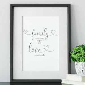 printable family quote sign decor wall art instant download etsy