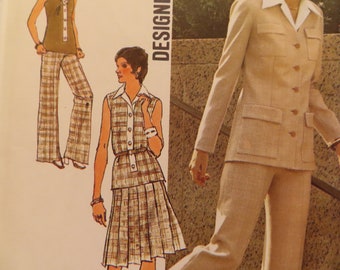 Vintage Misses' Jacket, Top, Pants and Skirt Sewing Pattern Simplicity 6236 size 12 UNCUT