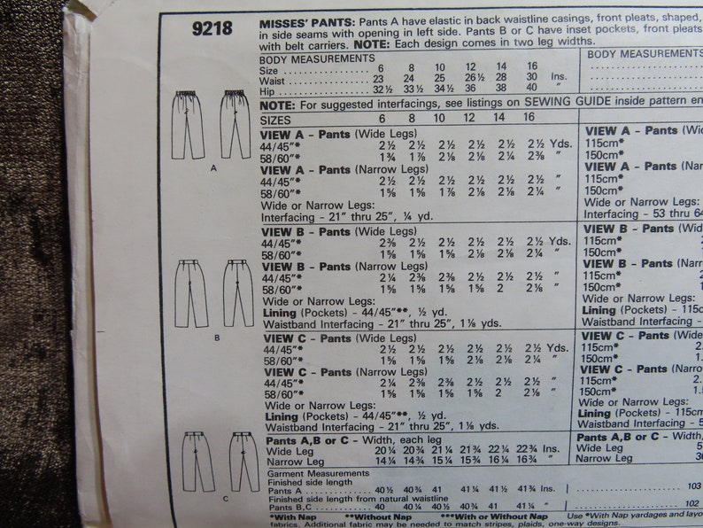 Vintage Misses' Pants Sewing Pattern McCall's 9218 size 12 UNCUT image 2
