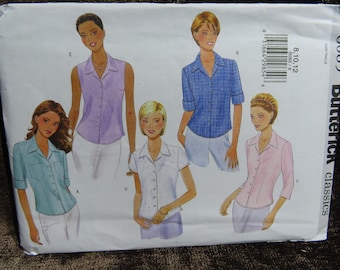 Misses/Women's Shirt Sewing Pattern Fast & Easy Butterick 6085 size 8-10-12 UNCUT