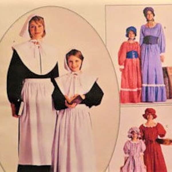 Traje de Mujer Pionero, Peregrino, Colonial, Vestidos para Recreación o Historia Viva Patrón de Costura McCall's 7230 talla 20-22 UNCUT