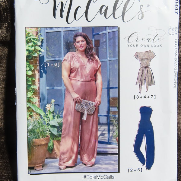 Women's Full Figure Jumpsuit or Romper Create your own Look Sewing Pattern McCall's 10447 (8047) size 18W-20W-22W-24W UNCUT