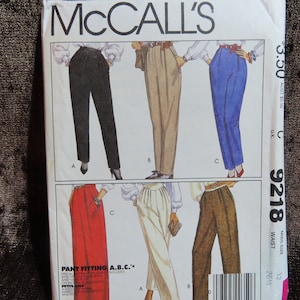 Vintage Misses' Pants Sewing Pattern McCall's 9218 size 12 UNCUT image 1