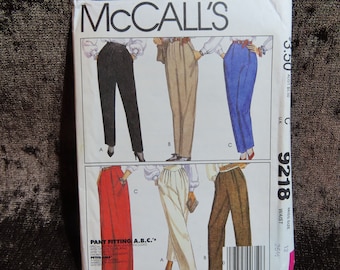 Vintage Misses' Pants Sewing Pattern McCall's 9218 size 12 UNCUT