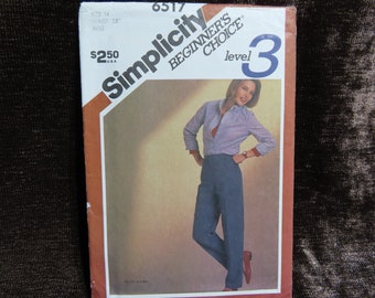 Vintage Misses' Pants Sewing Pattern Simplicity 6517 size 14 UNCUT