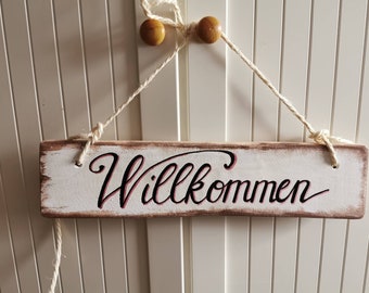 Willkommen rose       Türschild Dekoschild Willkommensschild Eingangsschild Vintage