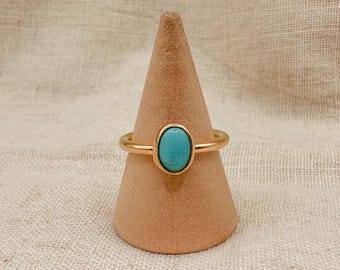 Turquoise Oval Stone With Patten Ring 14K Gold Filled R1410 - Etsy