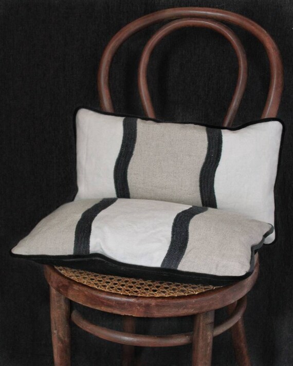Striped Pillow Cover Rectangular Pillow Case Beige And Black Etsy
