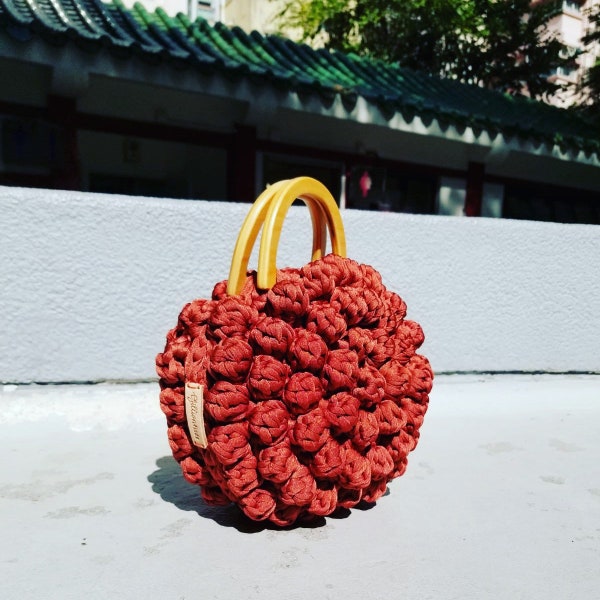 Handmade Crochet Yarn Handbag - Round Bubble Handbag