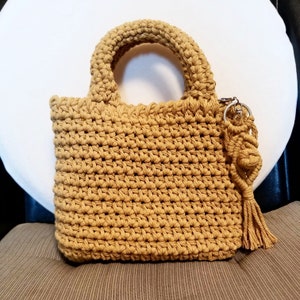 Handknitted Crochet Rope Bag - Macrame Keychain Holder Handbag Accessory - Casual Look Handbag - Small Handbag