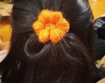 Handgemachte häkeln Haargummis elastisch - niedliche kleine Blumen Haarschleife - bunte Streifen Blüte Blumen Haarbänder