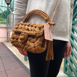 Handknitted Macrame Bubble Handbag - Crossbody Bag - Chain Bag