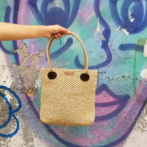 Bolso Tote de rafia de ganchillo tejido a mano - Bolso de mano de ganchillo hecho a mano - Bolso de rafia - Bolsos de mujer