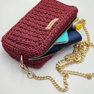 Handknitted Crochet Purse - Wine Red Crossbody Purse - Girls Purse