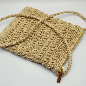 Handknitted Crochet Crossbody Bag with Strap - Handmade Handbag - Casual Girls Crossbody Purse