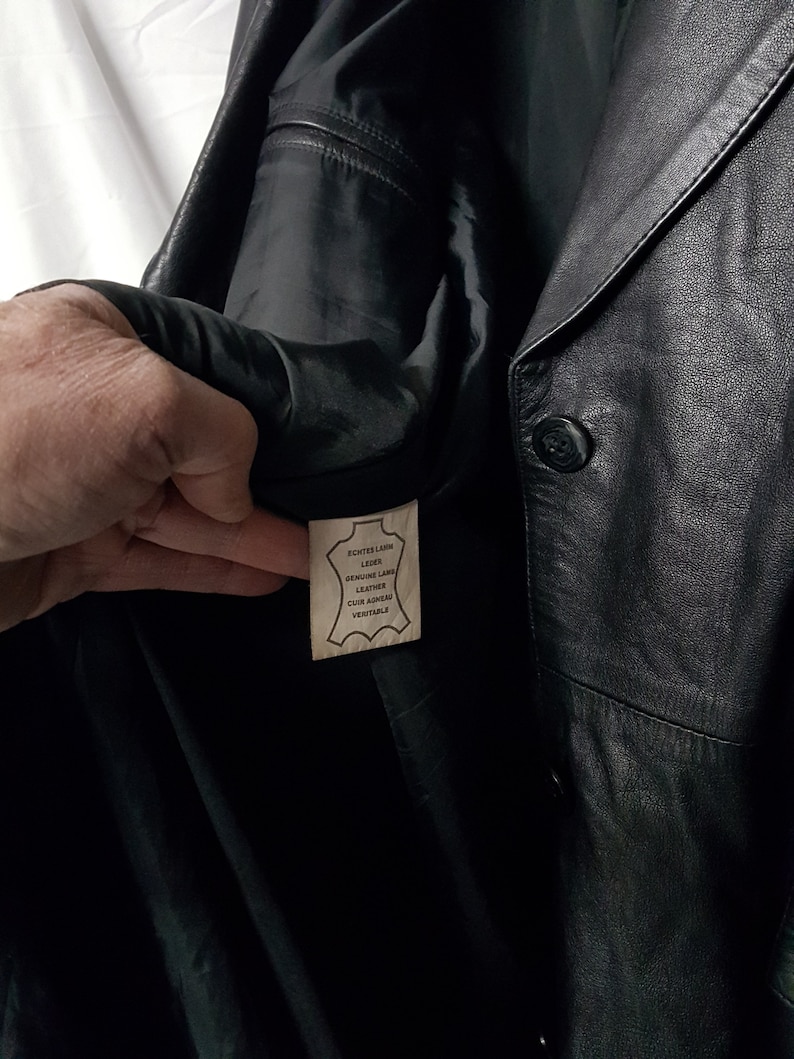 Black Leather coat Men/'s full length