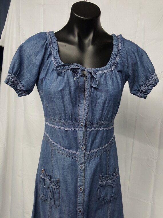 denim peasant dress