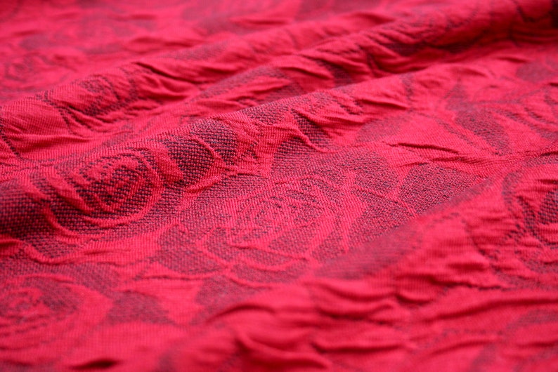 romantic loop scarf made of cloque jersey, rose pattern wine red-dark gray, loop, scarf, tube scarf image 8