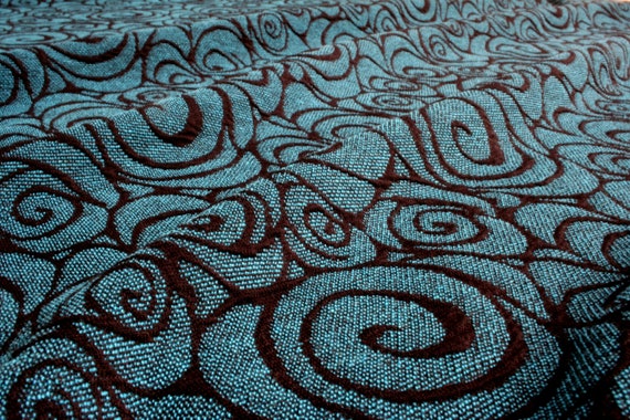 Cloqué Jersey, wasserblau-schwarz, Spiralmuster | Jersey-Strick, Jacquard, Doppelstrick, Reliefmuster