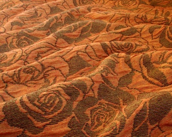 Cloqué jersey rose pattern gold orange - dark gray | Jersey knit, double knit, relief pattern