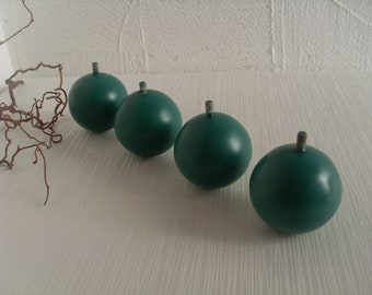 4 vintage furniture feet plastic round sofa feet green