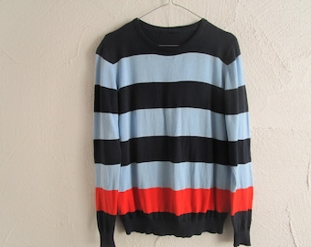 Sweater Wool Sweater Blue Orange Striped