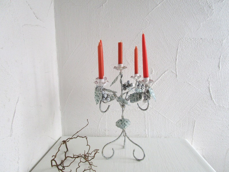 Vintage großer 5 flammiger Kerzenständer Kerzenhalter Kerzenleuchter Metall Deko Bild 1